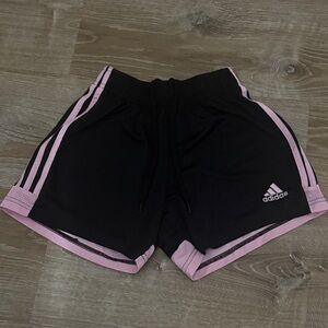Adidas Women's Athletic Shorts Black with Pink Stripes